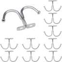 10 Pack Under Cabinet Hooks, Double Prong Ceiling Heavy Duty Shelf Coffee Cup Coat Hangers Mug Hooks for Hanging Bathroom Kitchen Wall, Silver