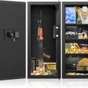 33.46" Tall Sturdy Wall Safes Between the Studs 16" Centers, Fireproof in Wall Safe with Removable Shelf, Combination Lock Hidden Safe for Money Jewelry Passport Documents
