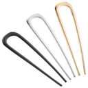 BEoffer French Hair Pin 3PCS Metal Hair Pins for Women Elegant French Twists, Buns and Updos with No Hair Damage, U-shaped French Pin Great Hold and Comfortable Keeps Hair in Place (Gold Black Silver)