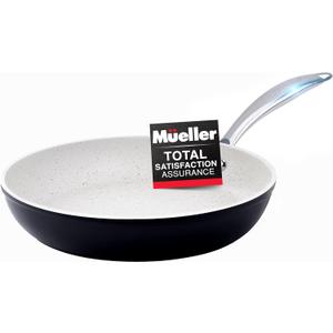 Mueller 12-Inch Fry Pan, Heavy Duty Non-Stick German Stone Coating Cookware, Aluminum Body, Even Heat Distribution, No PFOA or APEO, EverCool Stainless Steel Handle, Black