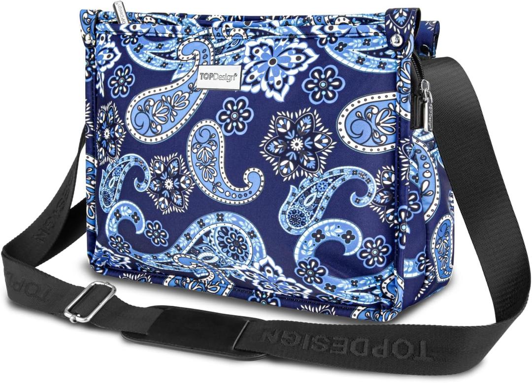 TOPDesign Lightweight Women Crossbody Bag, Shoulder Purse with Multiple Pockets, Triple Zip Handbag with Shoulder Strap