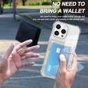 Wallet Case for iPhone 14 Pro with 3 Credit Card Holder Slot Shockproof Hybrid Heavy Duty Protection Transparent Phone Cover (Clear)