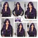 7JHH WIGS 31in Purple Long Water Body Wavy Wigs with Curtain Bangs Natural Heat Resistant Synthetic Fiber Midlle Part Women Curly Wigs for Chrismas Daily Party Daily Used