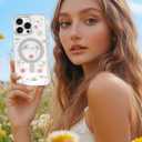 Loheckle for iPhone 16 Pro Case Women - Compatible with MagSafe Girls Cute Glitter Dried Flower Floral Girly Aesthetic Sparkle Unique Design Handmade Phone Cover for Apple 16 Pro 6.3", Fen