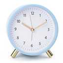 AOLOX Alarm Clock 4.5" Bedside Battery Operated Round Analog Clocks with Backlight for Bedroom, Blue