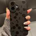 for iPhone 16 Pro Max Case 6.9 Inch 2024, Aesthetic Y2K Cherry Print Phone Case for Women Girls Men, Silicone Protective Phone Cover for iPhone 16 Pro Max, Black Cherry
