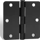 goldenwarm 18Pack Black Door Hinges 3.5 Inch Rounded Interior Door Hinges Black Matte 3-1/2'' with 1/4'' Radius Corners