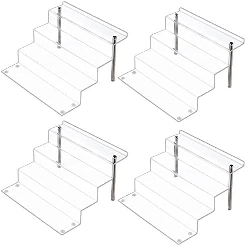 LileZbox Acrylic Display Risers Shelf for Pops Figures, Clear 4-Step Display Stand for Display Or Collection(12 X 11 X 8.8 In) (large-4 pack)