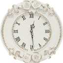 Eapmic European Style Resin Wall Clock, Retro Silent Clock with Rose Relief, Decorative Mural Clock for Living Room, Bedroom, Office, Farmhouse, Kitchen & Home Decor (White, 12.2 * 1.7 * 11.4in)