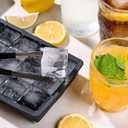 Ice Cube Tray with Lid, Ice Trays for Freezer, 2 Pack 30 Cubes, Silicone Square Ice Molds for Whiskey,Cocktails and Daily Drinks, BPA Free Easy Release, Includes Ice Cube Tongs