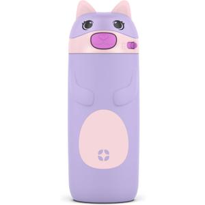 Ello Ellies 12oz Vacuum Insulated Stainless Steel Kids Water Bottle with Straw and Built-in Carrying Handle and Leak-Proof Locking Lid for School Backpack, Lunchbox and Outdoor Sports, Cat