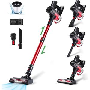 DUMOS Cordless Vacuum Cleaner, Lightweight Stick Vacuum Cleaners for Home, Powerful Suction & LED Lights Rechargeable Battery for Carpets, Pet Hair, Hardwood Floors