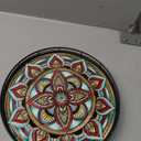 Oak Bohemia Lazy Susan 10.2" Turntable Organizer for Table Top with Ceramic 3D Boho Texture, Round Wooden Lazy Susan for Dining Table Decor, Kitchen, Countertop, Home Decor, Walnut Wood, Farmhouse