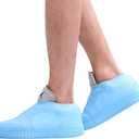 2 x Waterproof Silicone Shoe Covers for Rain,Reusable Non Slip Rubber Rain Shoe Cover Cycling Shoe Protectors Outdoor with Non-slip Sole Apply to Men,Women,Kids(Small Blue)