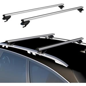 COWVIE 53 Inch Aluminum Roof Rack Cross Bars for Raised Side Rails, Adjustable Cargo Bars, Hold 165 LBS, Silver