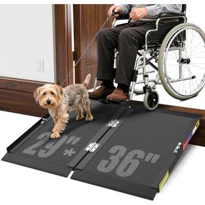 3FT Portable Wheelchair Ramp with Quick-Lock, Black Seamless Non-Slip Aluminum Folding Handicap Ramp,Threshold Ramp for Doorways, Wheel Chair Ramp for Home Steps, Loading Dock Plates
