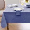 Softalker Linen Textured Rectangle Tablecloth, Waterproof Wipeable Farmhouse Burlap Table Cloth, Stain Resistant Wrinkle Free Table Covers for Kitchen Dining Holiday Party (60 x 144, Denim Blue)