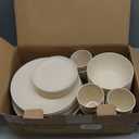 Dinnerware Sets 40 PCS Wheat Straw Plates and Bowls Sets With Cups Service for 8 Microwave Safe Dishes for Kitchen Lightweight Dish Set for RV Outdoor Activities Travel - Beige Colors