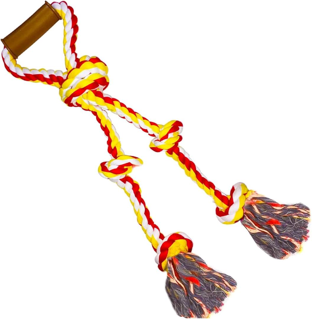 Fejapa Extra Large Dog Rope Toys for Aggressive Chewers - Tug of War, Interactive, Heavy Duty, Outdoor, Medium to Large Breed Dog Chew Rope with Handle (yellow)