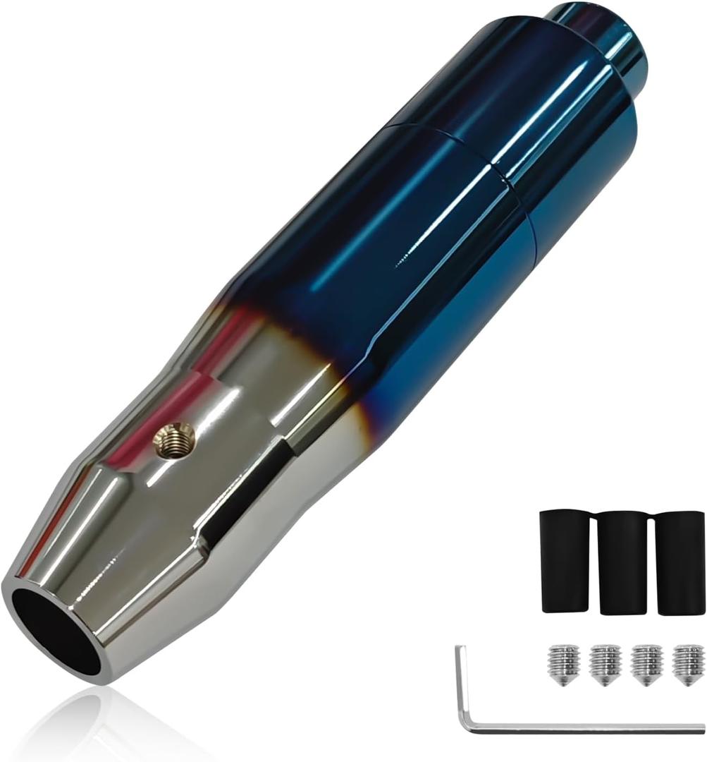 Car Modified Gear Lever with Adapter, 5.7" Automatic Shift Knob Easy Grip Alloy Shift Knob, Gear Shifting Smooth Operation Long Handl, Universal for Automatic Transmission Cars (Multicolor)