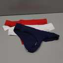 adidas womens Seamless Thong Underwear 3-pack (Medium, Vivid Red Logo/White/Night Indigo)