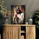 Jesus and Cardinal Canvas Wall Art Jesus Saves Cardinalis Painting Decor Picture Christian God Thorns Red Birds Posters Prints for Dining Living Prayer Room Kitchen Church Wall Bedroom Decoration (16"L x 12"W)