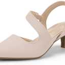 Hehainom Girls Dress Shoes Kitten Heels Sandals Little Big Kids Pointed Toe Sling back Wedding Party Pumps Shoes (Nudenubuck)