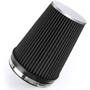 TIEVISHO 6" 152mm Cold Air Intake Filter Clamp-On Replacement High Flow Inlet Air Filter High Performance Washable Cone Filter 9" Tall Black