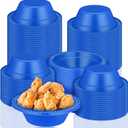 Lallisa 100 Pcs 12oz Blue Disposable Bowls Dessert Cups Ice Cream Snack Salad Soup Food Serving Bowls for Hanukkah 4th of July Independence Day Party Favor Picnic