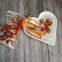 BinaryABC Heart Shaped Rattan Basket,Fruit Vegetables Bread Rattan Basket(White)