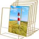 Gold Picture Frames 8.5x11, Clear Frameless Picture Frames, 6 Pack Acrylic Self Standing Photo Frames for Wedding Table Numbers, Restaurant Signs, Photos and Art Display