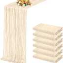 6 Pack Ivory Table Runner 17x108 Inch Cheesecloth Table Runner Boho Gauze Table Runners Romantic Rustic Sheer Fabric Cheese Cloth Table Runners for Wedding Party Baby Shower Birthday Home Decor