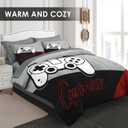 WeCozy Full Size Gaming Comforter Set, Red Black Video Game 7 Pcs Bedding for Kids and Teens, Gamepad Game-Themed Gamer Boys Room Decor with Flat Fitted Sheet