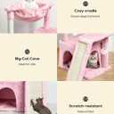 SYANDLVY Cat Tree for Indoor Cats Large Adults, Modern Activity Tower with Scratching Posts & Board, Condo with Plush Perch, Climbing Stand with Cradle & Hanging Ball for Play, Pink
