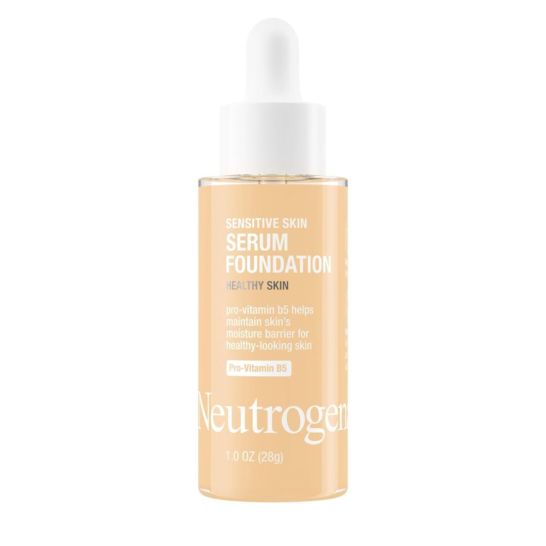 Neutrogena Healthy Skin Sensitive Skin Serum Foundation with Pro-Vitamin B5, Color Correcting & Pore Minimizing Liquid Foundation & Face Serum, Buildable Coverage, Light 03, 1 oz (1 Ounce (Pack of 1))
