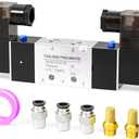 TAILONZ PNEUMATIC Solenoid Valve 4V220-08 DC24V 1/4"NPT Double Coil Pilot-Operated Electric 2 Position 5 Way Connection Type