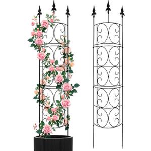 2 Pack 56.7'' H x 12'' W Garden Trellis for Climbing Plants Outdoor, Rustproof Metal Garden Flower Trellis, Rose Trellis for Outdoor Indoor Climbing Plants Clematis Vines Flowers Potted Plants, Tomato