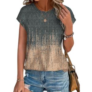 XIEERDUO Womens Tops Short Sleeve Shirts Blouses for Women Dressy Casual Cap Sleeve Tops with Curved Hem, Small