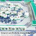 Blue and White Chinoiserie Pavilion Mahjong Mat with Rules for Table 31.5x31.5, Traditional Chinese Non-Slip Noise Reduction Mahjong Table Mat for Poker Board Games Card Games Dominoes