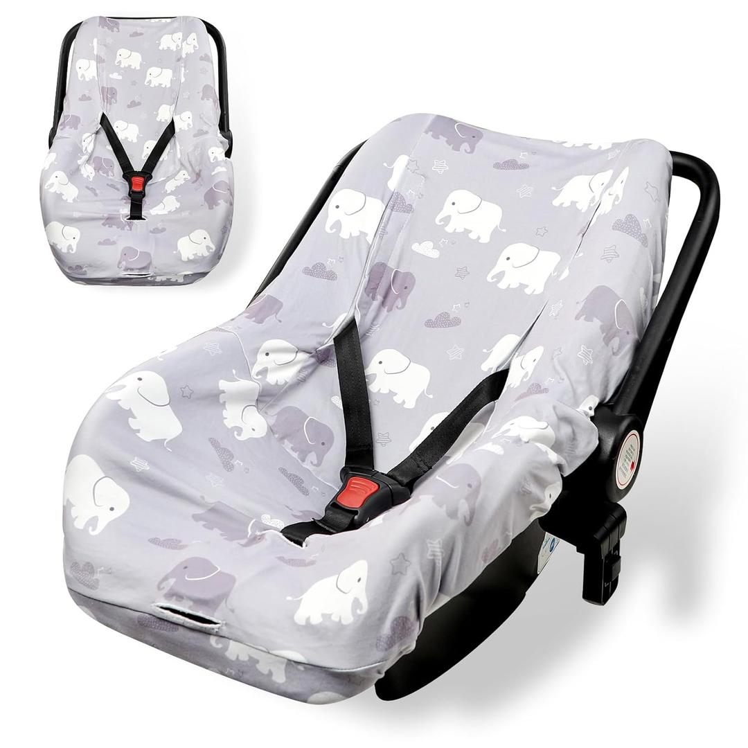 TANOFAR Baby Car Seat Cover Liner, Infant Carseat Cover Liner and Protection for Boys Girls, Universal Fit Car Seat Protective Cover, Soft Comfortable, Machine Washable, Grey Elephant