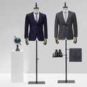 53-76inch Male Mannequin Torso with Wooden Arms Metal Stand, Height Adjustable Dress Form Male with Detachable Trousers Rack and Shoe Holder, Pinnable Torso Display for Clothing Retail Sewing Shop