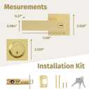 Mega Handles ROBELL Entrance Combo, Entry Lever Door Handle & Single Cylinder Deadbolt Lock & Key Combo Pack, Heavy Duty Square Locking Door Levers Set for Left or Right-Handed Doors - Satin Brass