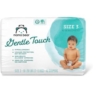 Amazon Brand - Mama Bear Gentle Touch Diapers, Hypoallergenic, Size 3, 42 Count, White