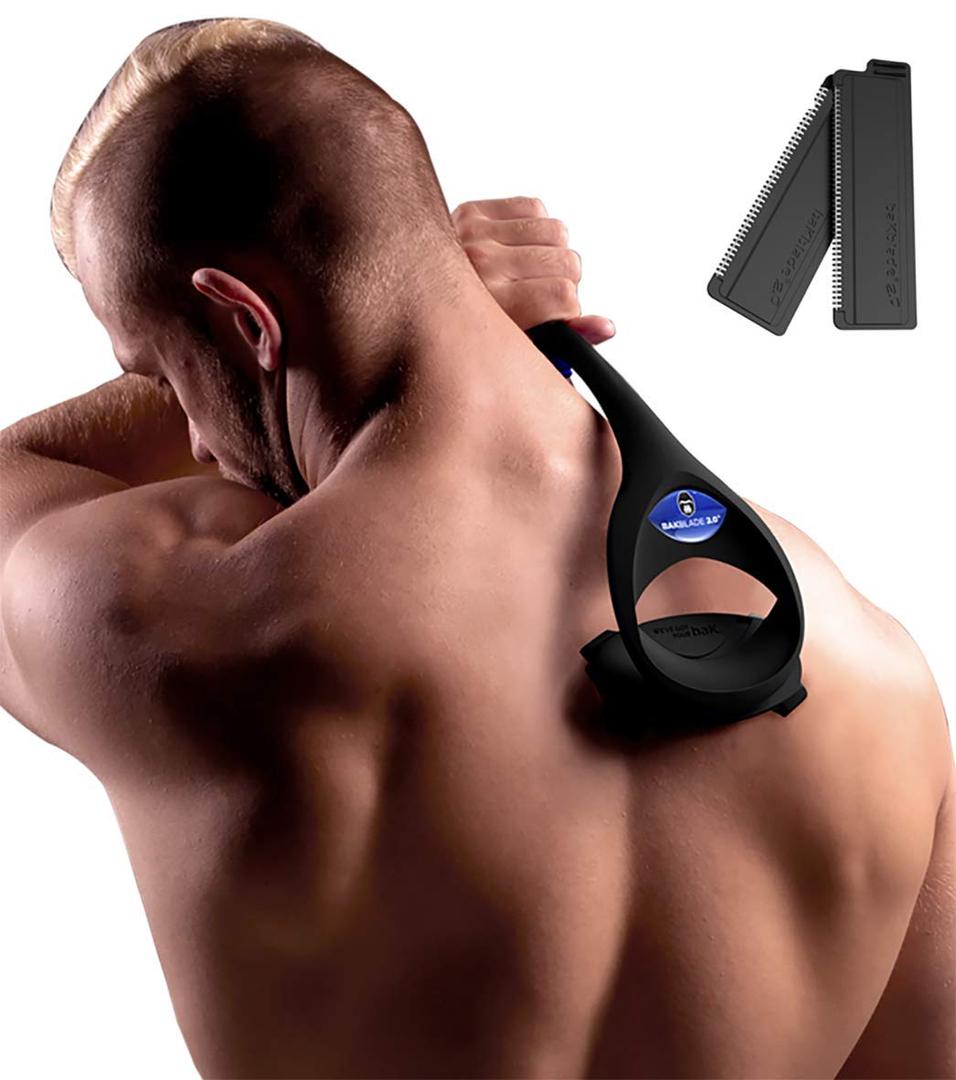 BaKblade 2.0 PLUS - Back Shaver for Men (DIY), Ergonomic Handle, Shave Wet or Dry (Extra Blades Included)