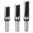 3PCS Pattern Flush Trim Router Bit 1/2 Shank, 3/4" Dia, Stable Double Bearing Guides, Top Bearing Template Flush Cut Stright Trim Router Bit, for DIY&Woodworking, Height 2", 1-1/2", 1-1/4"
