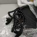 6 Pieces Ceramic Vase Set with Wood Link Chain and Bead Garland Decorative Vase Boho Rustic Farmhouse Natural Wooden Link Decor for Living Room Home Table Shelf Decor(Black)