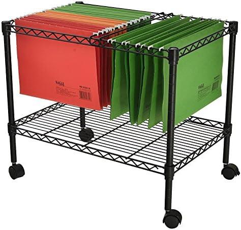 Finnhomy Premium 1-Tier Metal Rolling File Cart for Letter Size and Legal Size Folder, Black