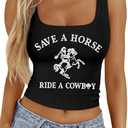 Women Western Cowgirl Tank Top Cowboy Country Music Outfit Rodeo Country Music Shirts Sexy Crop Top XXL
