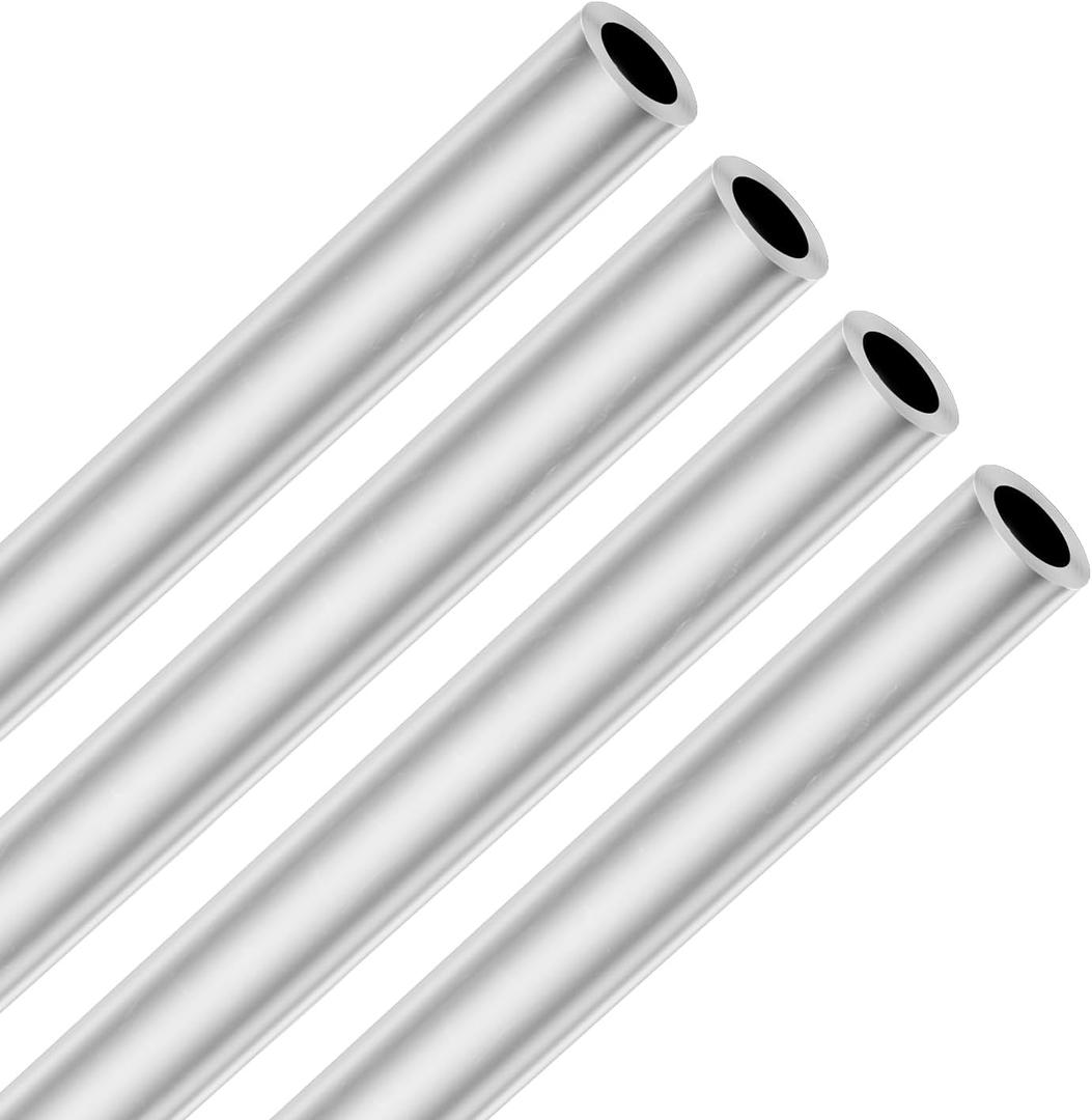 12" inch Aluminum Round Tubes, 3/4" OD19mmOD 1.5mm Wall Thickness, 6063 Aluminum Hollow Seamless Straight Tubing (4Pcs Packed in)