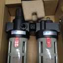 Compressed Air Filter Regulator Lubricator Combo Airtac BFC3000 3/8''NPT 0-140 PSI with Pressure Gauge Semi-Auto Drain 3 in 1 Two FR.L Unit